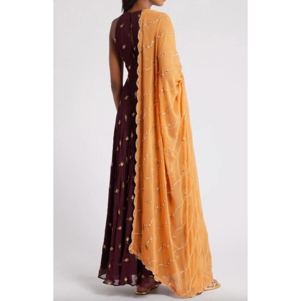 Sani Anjali Metallic Embroidered Nila Anarkali with Dupatta Size M #MD564 - Picture 6 of 12